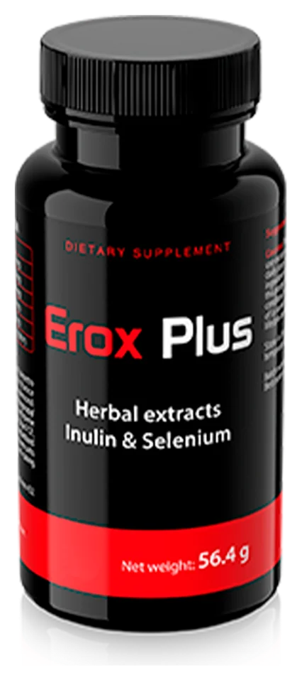 Erox Plus – černá dóza s červeným pruhem, doplněk stravy, čistá hmotnost 56,4 g
